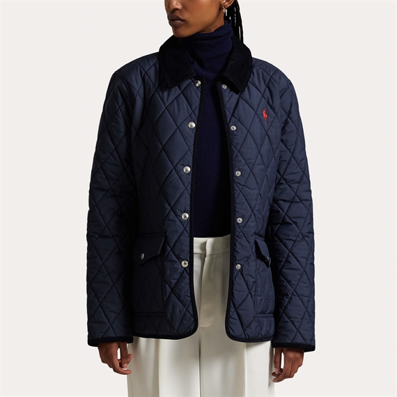 Polo Ralph Lauren Corduroy-Trim Quilted Barn Jakke, Navy